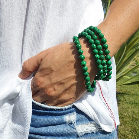 Collier mala tibétain en pierre malachite - Colliers malas tibétains Collier mala tibétain en pierre malachite - Colliers malas tibétains