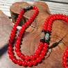 Collier mala tibétain en perles de cornaline rouge