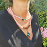 Collier mala tibétain en pierre quartz rose - Colliers malas tibétains Collier mala tibétain en pierre quartz rose - Colliers malas tibétains
