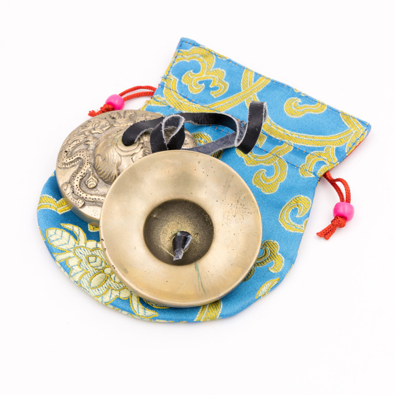 Timbales tibétaines 5 métaux motif Dragons - 7 cm - 256 gr