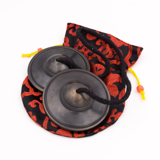 Cymbales tibétaines 7 métaux noires - 80 mm - 379 gr