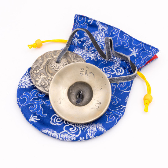 Cymbales tibétaines en laiton motif Dragons - 60 mm - 157 gr