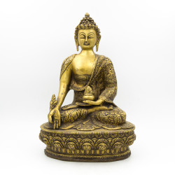 Grande statue du Bouddha médecine en laiton - 33 cm
