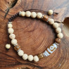 Bracelet en graines de lotus, rudraksha et pierre dzi