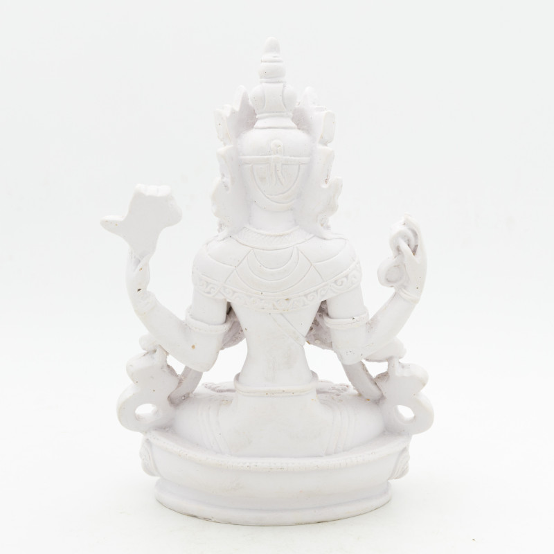 Statue de Tchenrezi en résine blanche - 18,5 cm