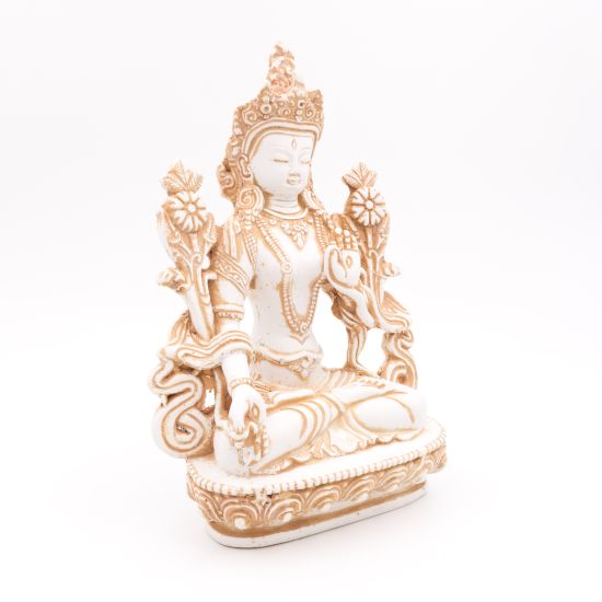 Statue Tara blanche en résine - 20 cm
