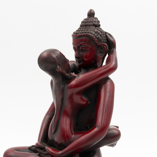 Statue de Bouddha Samantabhadra en résine rouge - 20 cm