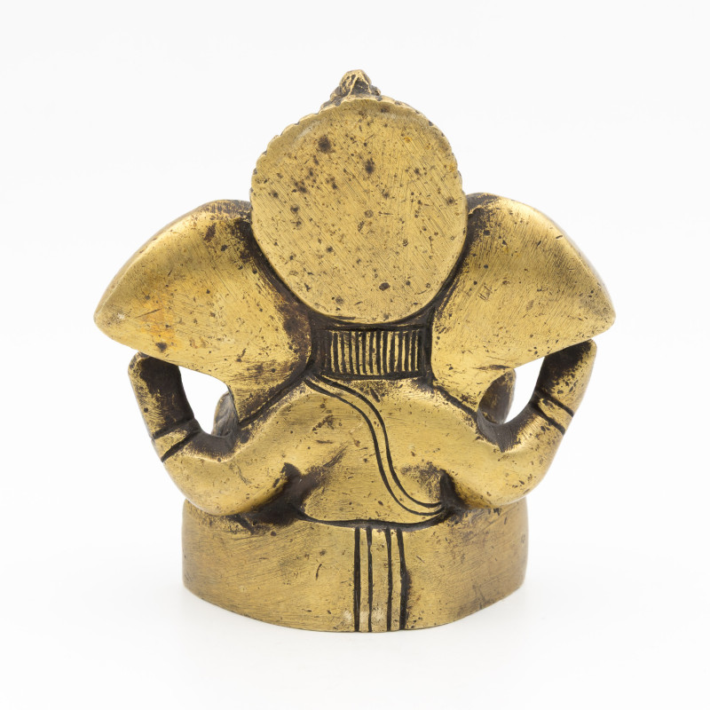 Statuette de Ganesh assis en laiton doré - 9,5 cm