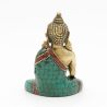 Statuette du Bouddha Ratnasambhava en laiton, turquoise et corail - 8 cm