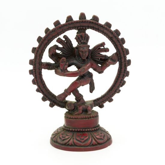 Sculpture de Shiva dansant en résine rouge - 14 cm
