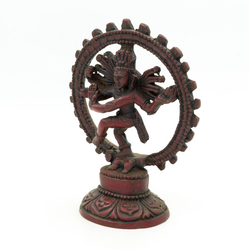 Sculpture de Shiva dansant en résine rouge - 14 cm