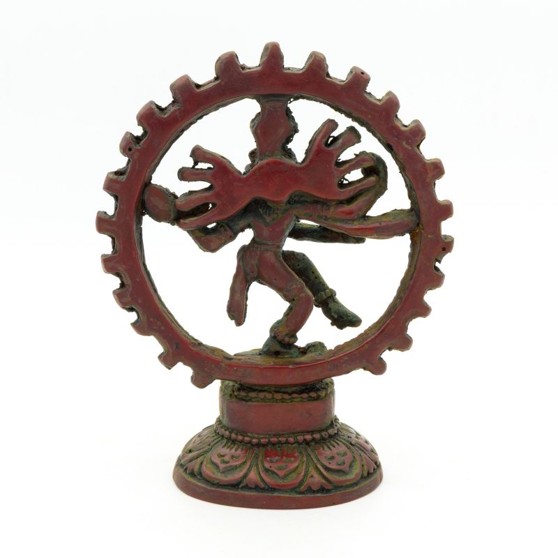 Sculpture de Shiva dansant en résine rouge - 14 cm