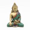 Statuette du Bouddha Akshobhya en laiton, turquoise et corail - 8 cm