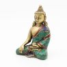 Statuette du Bouddha Akshobhya en laiton, turquoise et corail - 8 cm