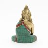 Statuette du Bouddha Akshobhya en laiton, turquoise et corail - 8 cm