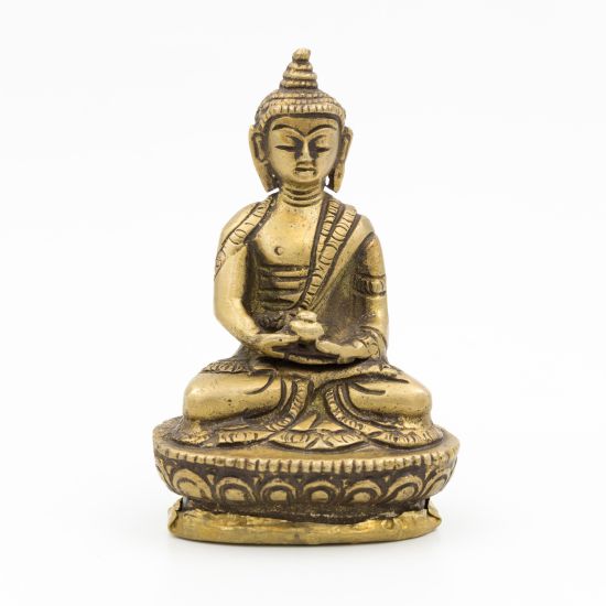 Statuette de Bouddha en laiton - mudra Dhyana - 8 cm
