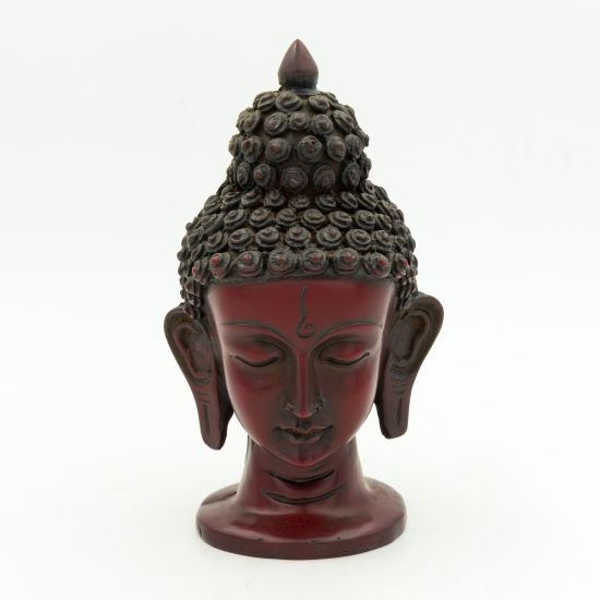 Bouddha tête en résine rouge - 15,5 cm