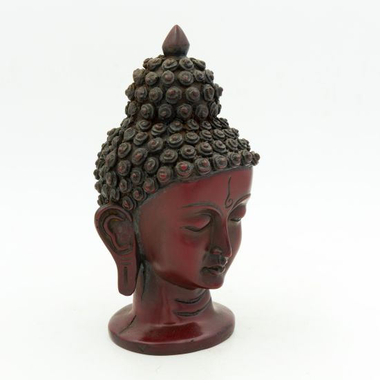 Bouddha tête en résine rouge - 15,5 cm