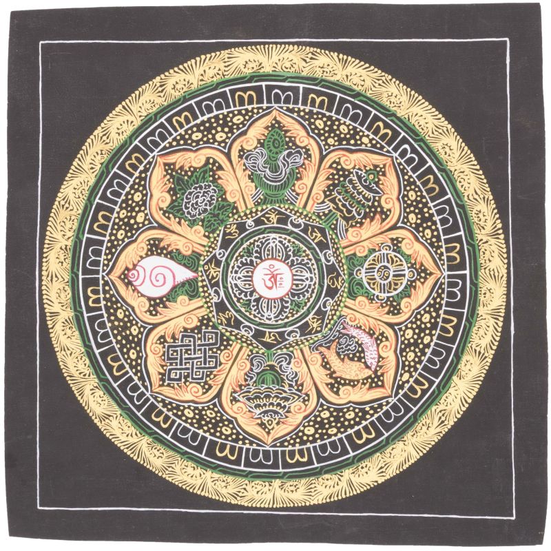 Mandala tibétain des 8 symboles bouddhistes