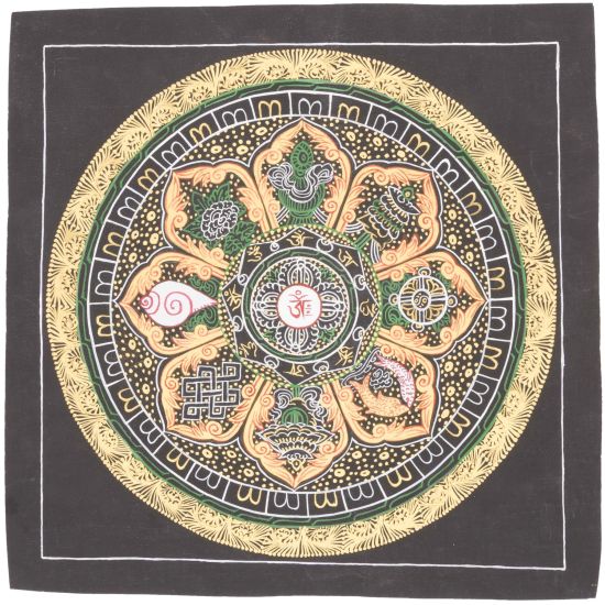 Mandala tibétain des 8 symboles bouddhistes