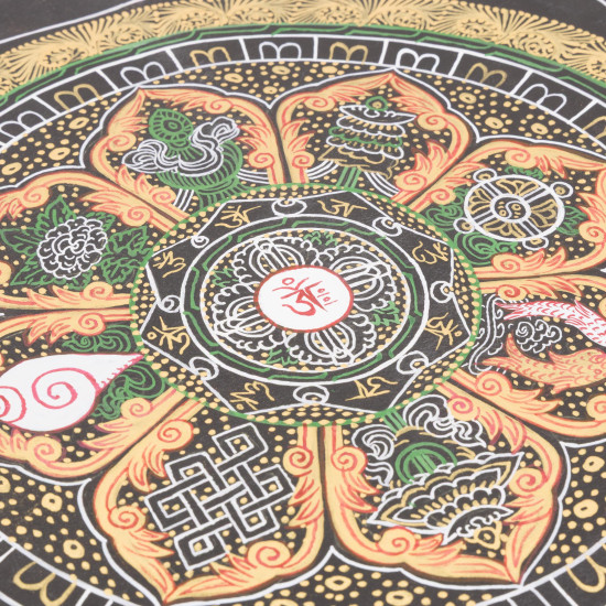 Mandala tibétain des 8 symboles bouddhistes
