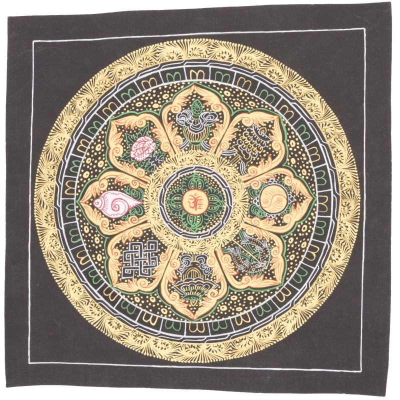 Thangka bouddhiste Ashtamangala
