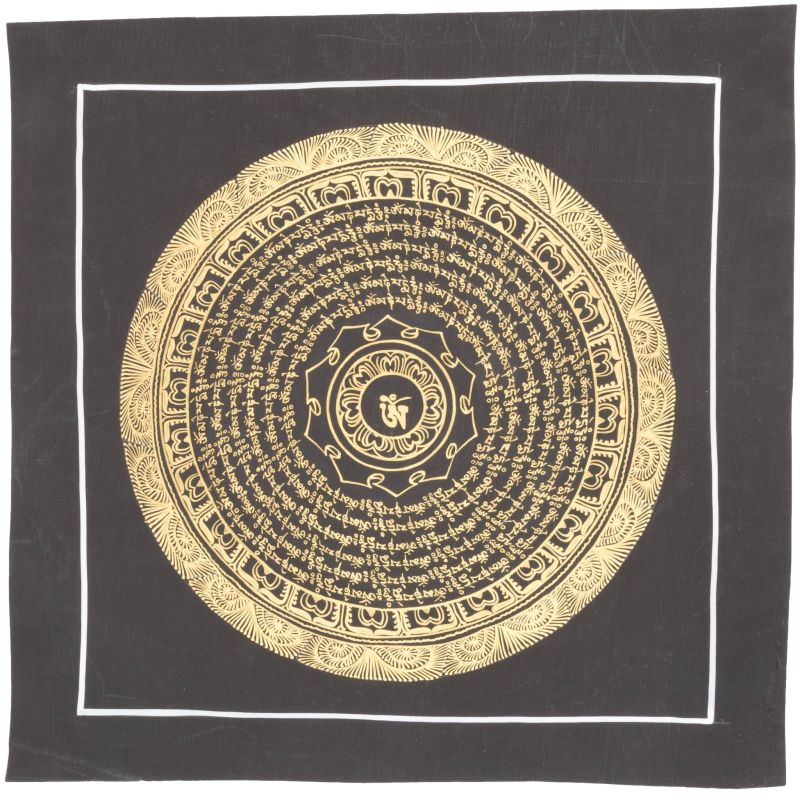 Thangka du Népal symbole OM tibétain