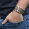 Bracelet manchette large 3 métaux entrelacés
