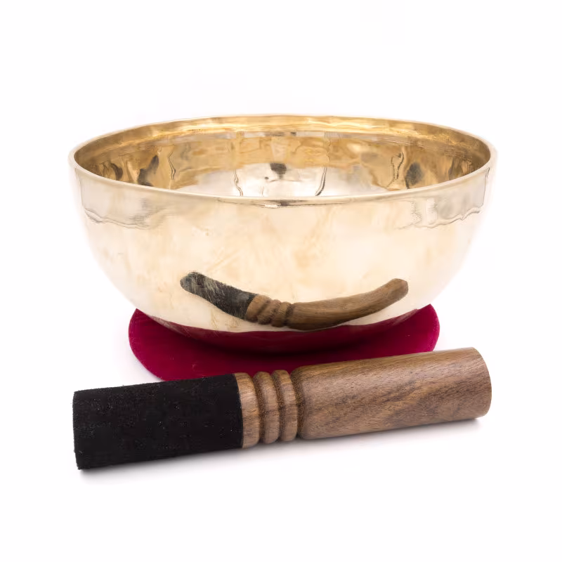 Bol chantant tibétain SHINY - note RÉ - 145 hz - 1,381 kg - 21,7 cm