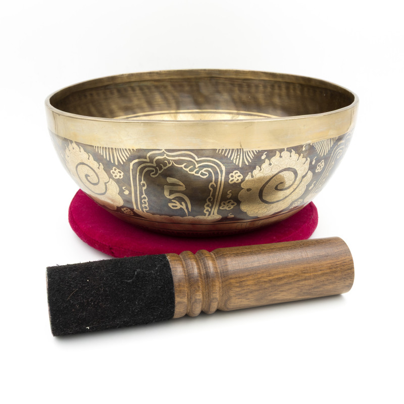 Bol chantant tibétain GRAVÉ - note DO - 131 hz - 1,524 kg - 23,8 cm