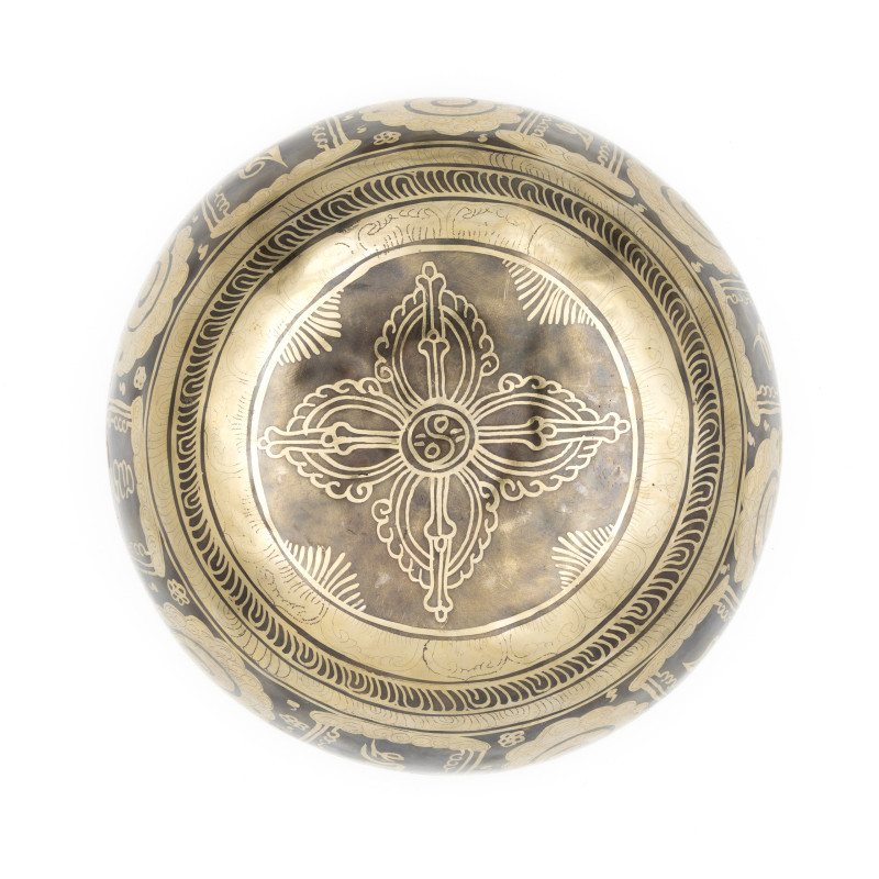 Bol chantant tibétain GRAVÉ - note DO - 131 hz - 1,524 kg - 23,8 cm