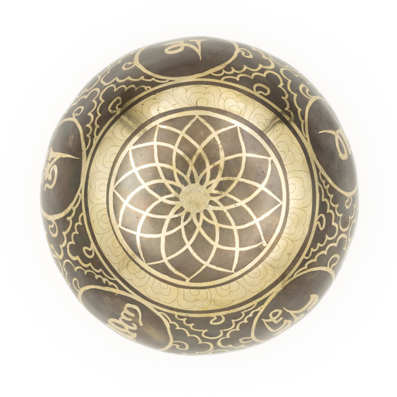 Bol chantant tibétain GRAVÉ - note DO - 520 hz - 360 gr - 11,7 cm