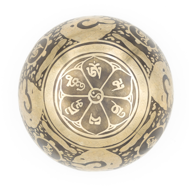 Bol tibétain GRAVÉ - note FA dièse - 363 hz - 500 gr - 13,8 cm