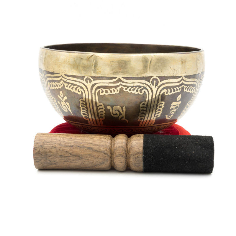 Bol tibétain GRAVÉ - note FA dièse - 370 hz - 532 gr - 13,6 cm