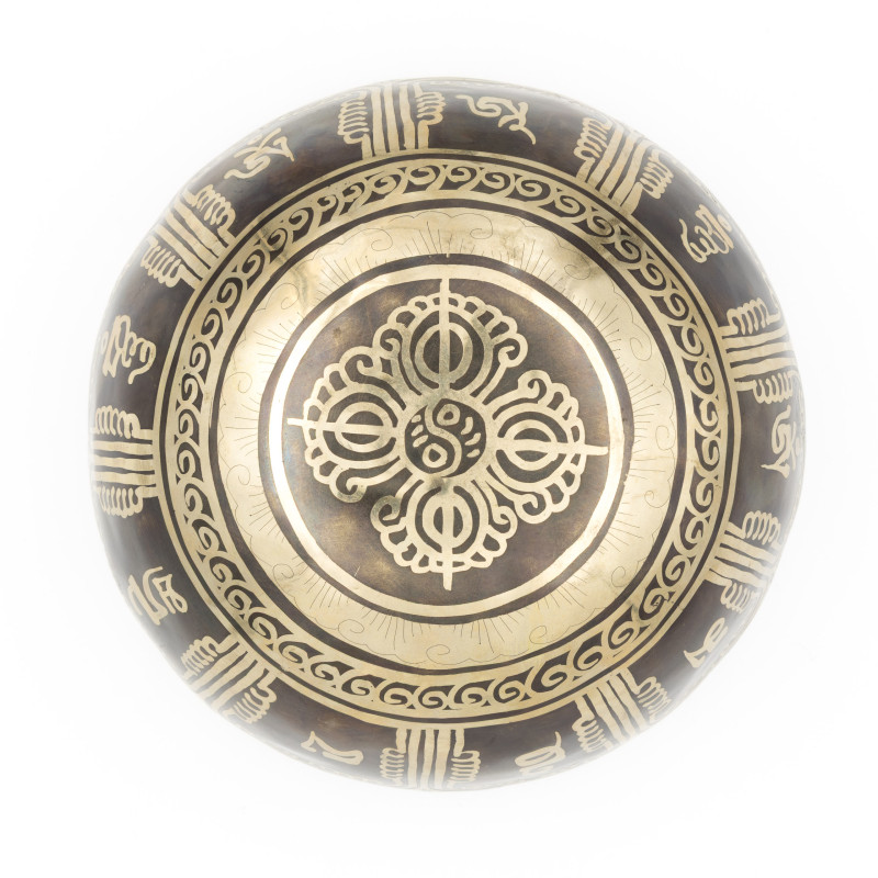 Bol tibétain GRAVÉ - note FA dièse - 370 hz - 532 gr - 13,6 cm