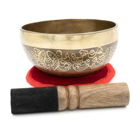 Bol chantant tibétain GRAVÉ - note FA dièse - 376 hz - 450 gr - 13 cm