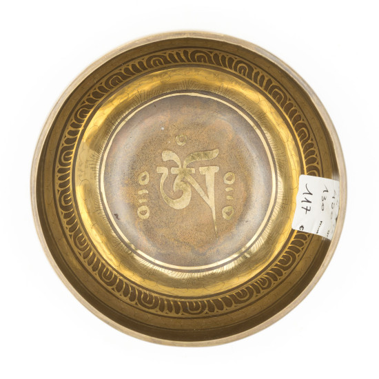 Bol chantant tibétain GRAVÉ - note FA dièse - 376 hz - 450 gr - 13 cm
