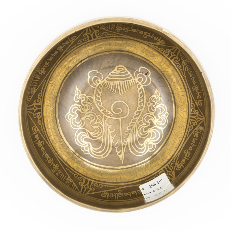 Bol chantant tibétain GRAVÉ - note FA - 349 hz - 735 gr - 15,1 cm