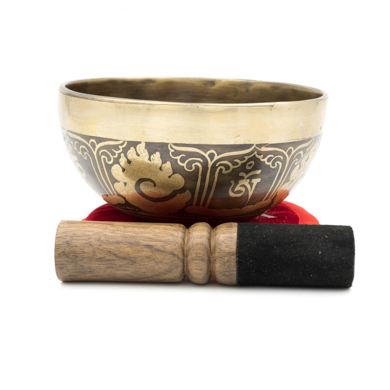 Bol chantant tibétain GRAVÉ - note FA - 355 hz - 495 gr - 13,7 cm