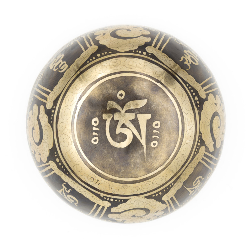 Bol chantant tibétain GRAVÉ - note FA - 355 hz - 495 gr - 13,7 cm