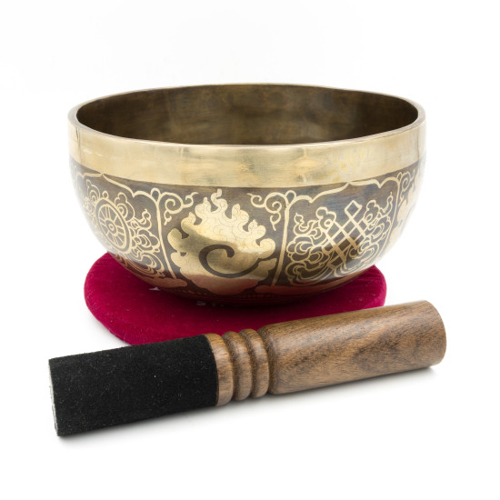 Bol chantant tibétain GRAVÉ - note LA - 215 hz - 982 gr - 18,5 cm