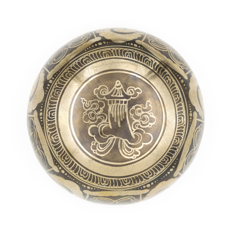 Bol chantant tibétain GRAVÉ - note LA - 215 hz - 982 gr - 18,5 cm