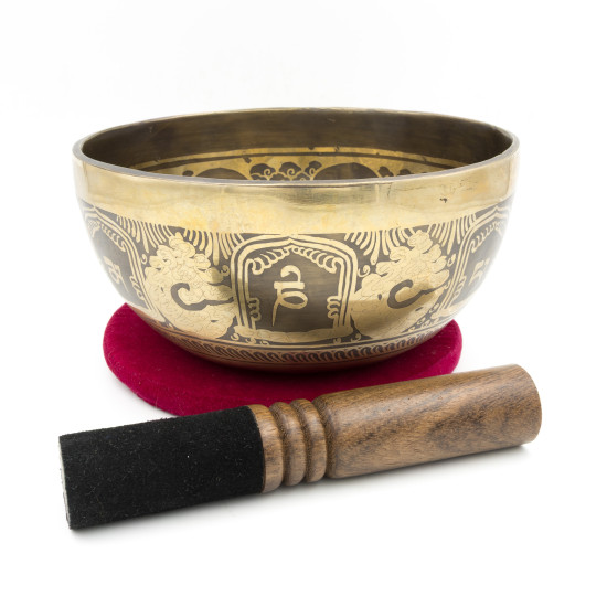 Bol chantant tibétain GRAVÉ - note LA - 224 hz - 1,063 kg - 19,5 cm