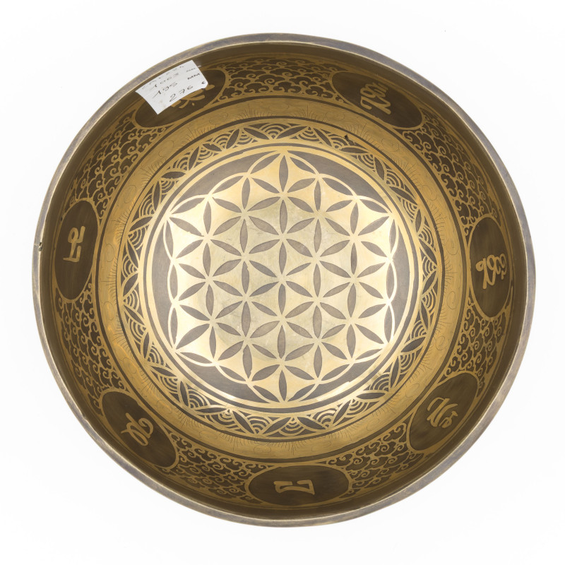 Bol chantant tibétain GRAVÉ - note LA - 224 hz - 1,063 kg - 19,5 cm