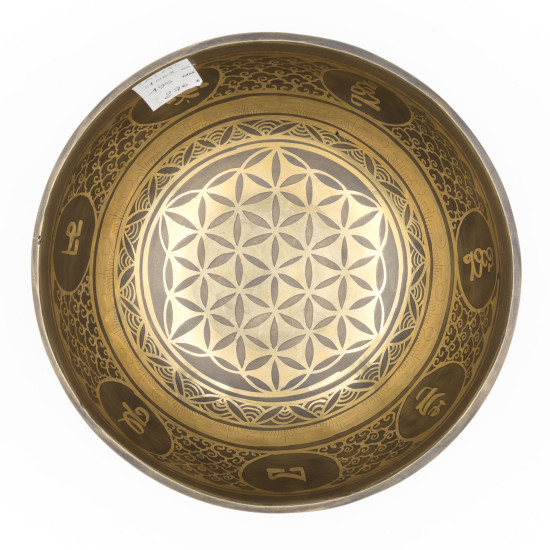 Bol chantant tibétain GRAVÉ - note LA - 224 hz - 1,063 kg - 19,5 cm