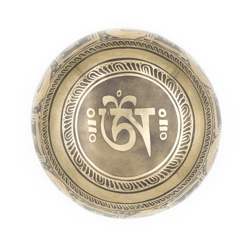 Bol chantant tibétain GRAVÉ - note LA - 224 hz - 1,063 kg - 19,5 cm