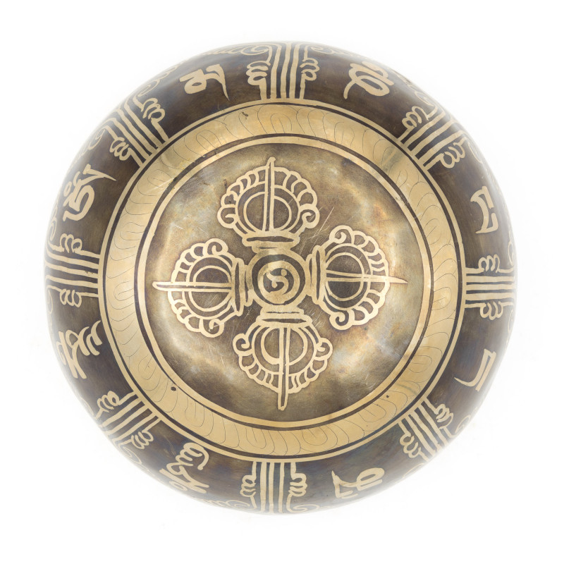 Bol chantant tibétain GRAVÉ - note LA - 431 hz - 470 gr - 12,7 cm