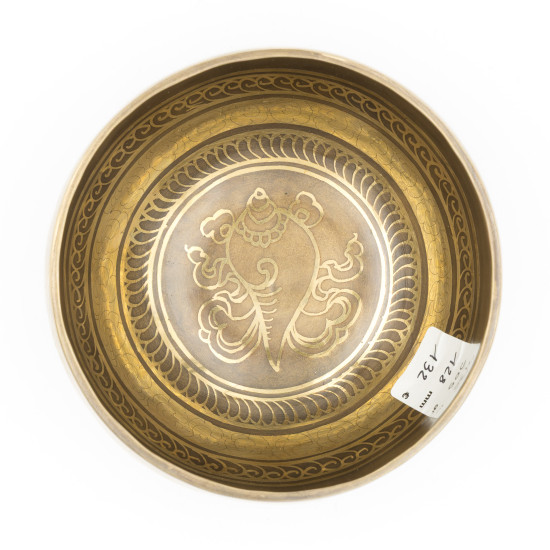 Bol chantant tibétain GRAVÉ - note LA - 436 hz - 505 gr - 12,8 cm