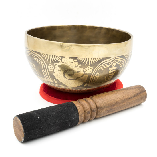 Bol chantant tibétain GRAVÉ - note MI - 321 hz - 679 gr - 15 cm