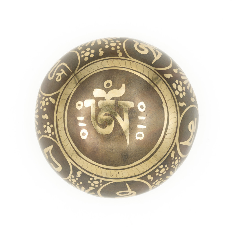 Bol chantant tibétain GRAVÉ - note MI - 648 hz - 282 gr - 10,3 cm